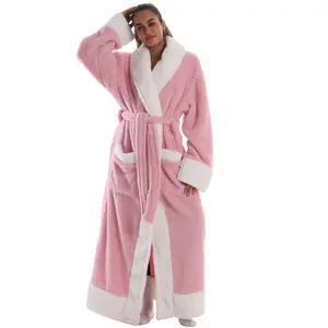 Msrlassn Valentine's Day Gift 1Pcs Cozy Soft Bathrobe Flannel Lined Shawl Collar Robe for Women , Thickened Long Sleeve Pyjamas Cute Print Home Loungewear Sleepwear