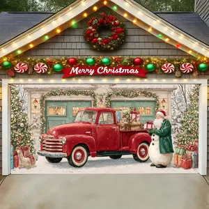 Christmas Garage Door Banner Outdoor Decoration, Large Fabric Gate Cover, Perfect for Holiday Wall Art, Photo Booths, Weddings, Parties, Wishing Banner