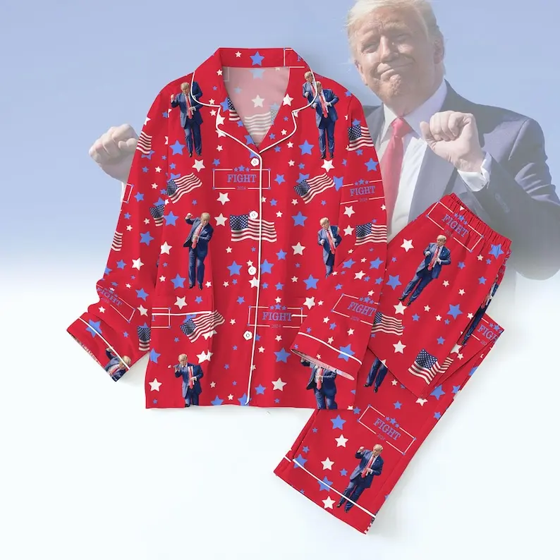 Trump Dancing Pajamas Set Humorous Trump Maga Pajama Pants Trump 45 47 Fleece Pajamas Couple Make America Great Again Sleepwear