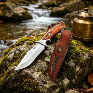 Mysterious premium gift box: straight knife with leather sheath — comfortable grip, integrated design, extremely sharp fixed blade.