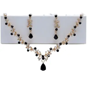 Vintage Emerald Green Teardrop Necklace Set, Women's Necklace & Earrings Set, Luxury Bridal Jewelry for Wedding & Banquet