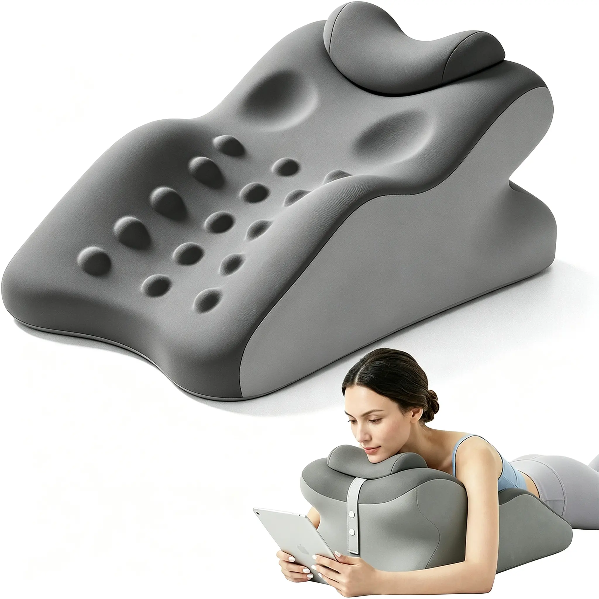 Memory Foam Prone Pillow for Face‑Down Sleeping, Ergonomic Face Down Chest Abdomen Support Wedge Pillow, Breathable Removable Washable Cover, Face Plant Rest Cushion for Reading, Relaxing, Lying Stomach Sleeper Pillow for Bed & Sofa