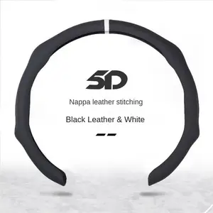 【2026 Upgraded】Napa Nappa Leather Centering Mark Steering Wheel Cover Quick Turn Non-Slip Breathable Ultra-Thin Universal Grip Cover for Four Seasons Car Accessories Automotive Car Gifts