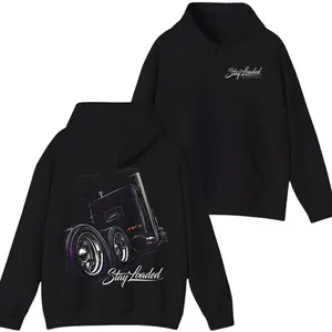 Stay Loaded Neon Truck Hoodie Big Rig Graphic Streetwear Pullover Bold Automotive Design Heavy Duty Fashion Sweatshirt for Truck Enthusiasts Drivers Casual Black Soft