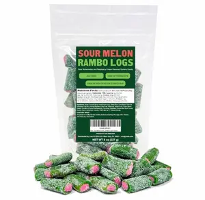 Swedish Candy Sour Melon Gummy Candy Rambo Logs, Swedish Sour Candy Melon Logs 8 Ounce, Hot Tiktok