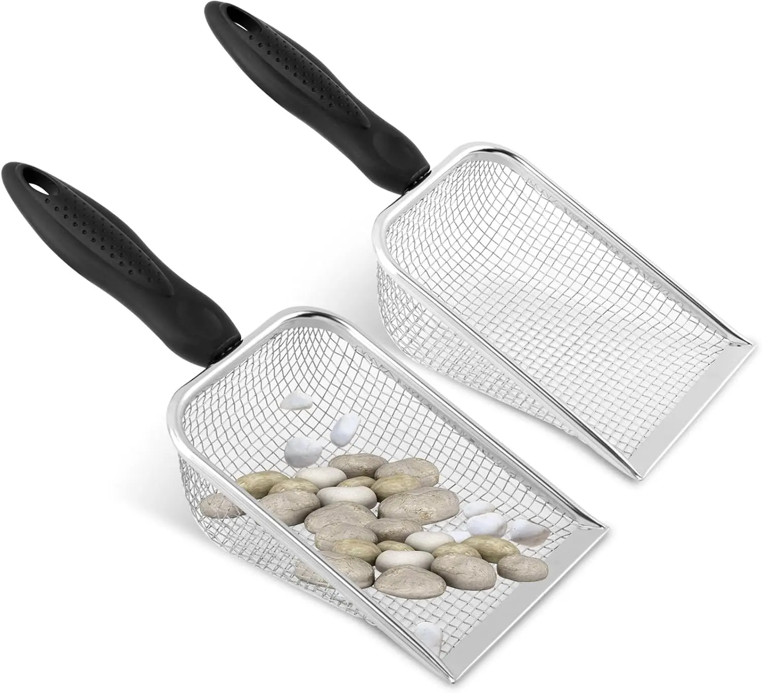 2Pcs Cat Litter Scoop Stainless Steel Mesh Scooper Long Handle Deep Shovel Non-Stick Coated Metal Litter Scoop for Litter Box Kitten Pooper Lifter (Hole:3.8mm/5mm) - Home Improvement.