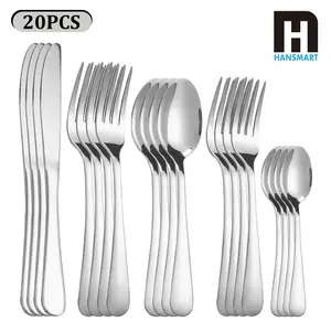 20PCS Flatware Set for 4 People, Silverware set Stainless Steel, Tableware Set Includes Knife Fork Spoon, Cutlery Set Ideal for Restaurants, Homes, Parties, Weddings, Outdoor Celebration
