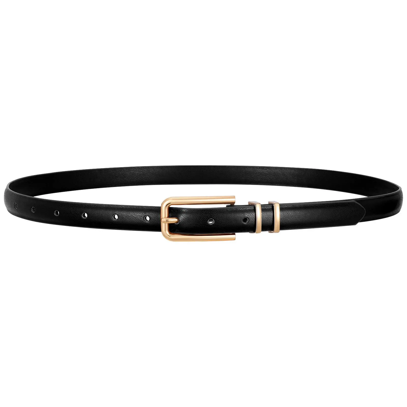JASGOOD Women Skinny Leather Belt Thin Waist Belt for Women Jeans Dress Fashion Ladies Belt with Gold Buckle