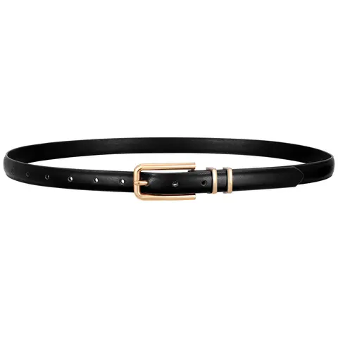 JASGOOD Women Skinny Leather Belt Thin Waist Belt for Women Jeans Dress Fashion Ladies Belt with Gold Buckle