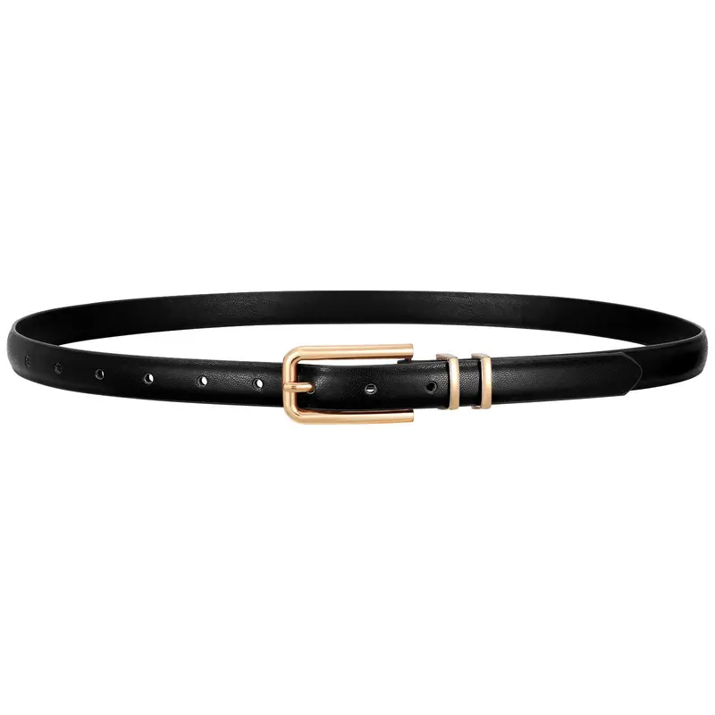 JASGOOD Women Skinny Leather Belt Thin Waist Belt for Women Jeans Dress Fashion Ladies Belt with Gold Buckle