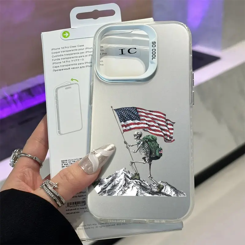 Skeletal Summit Pattern Phone Case for iPhone 15 16 14 Pro Max 13 12 11 XR XS E Plus Shockproof Drop Protection Durable PC Smartphone Cover Cellphone Protective Casing