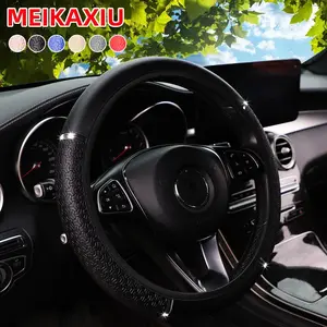 Artificial PU Leather Car Steering Wheel Cover, Universal Car Steering Wheel Protector, Car Interior Accessories for Men and Women