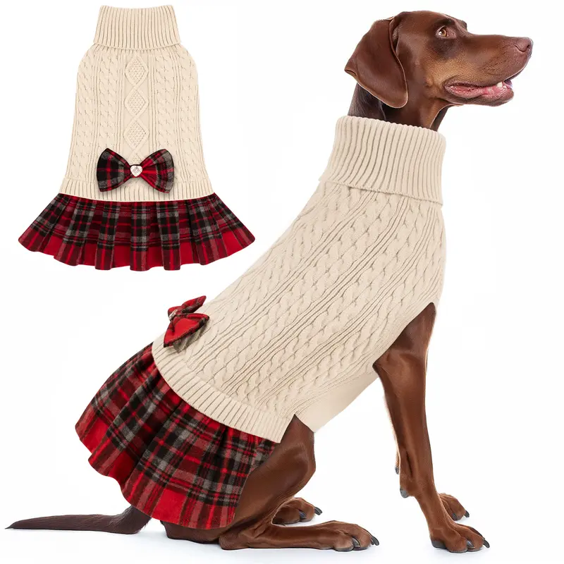 KYEESE Cozy & Stylish Dog Sweater Dress – All-Size Fit for Small to Large Puppy Super Soft & Warm Winter Outfits
