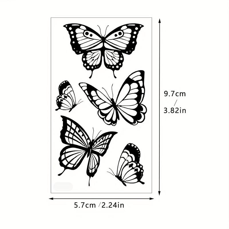 Temporary Tattoo Stickers with Butterfly Design, Waterproof Fake Tattoos for Women, Durable Party Use, Finger Wrist Clavicle