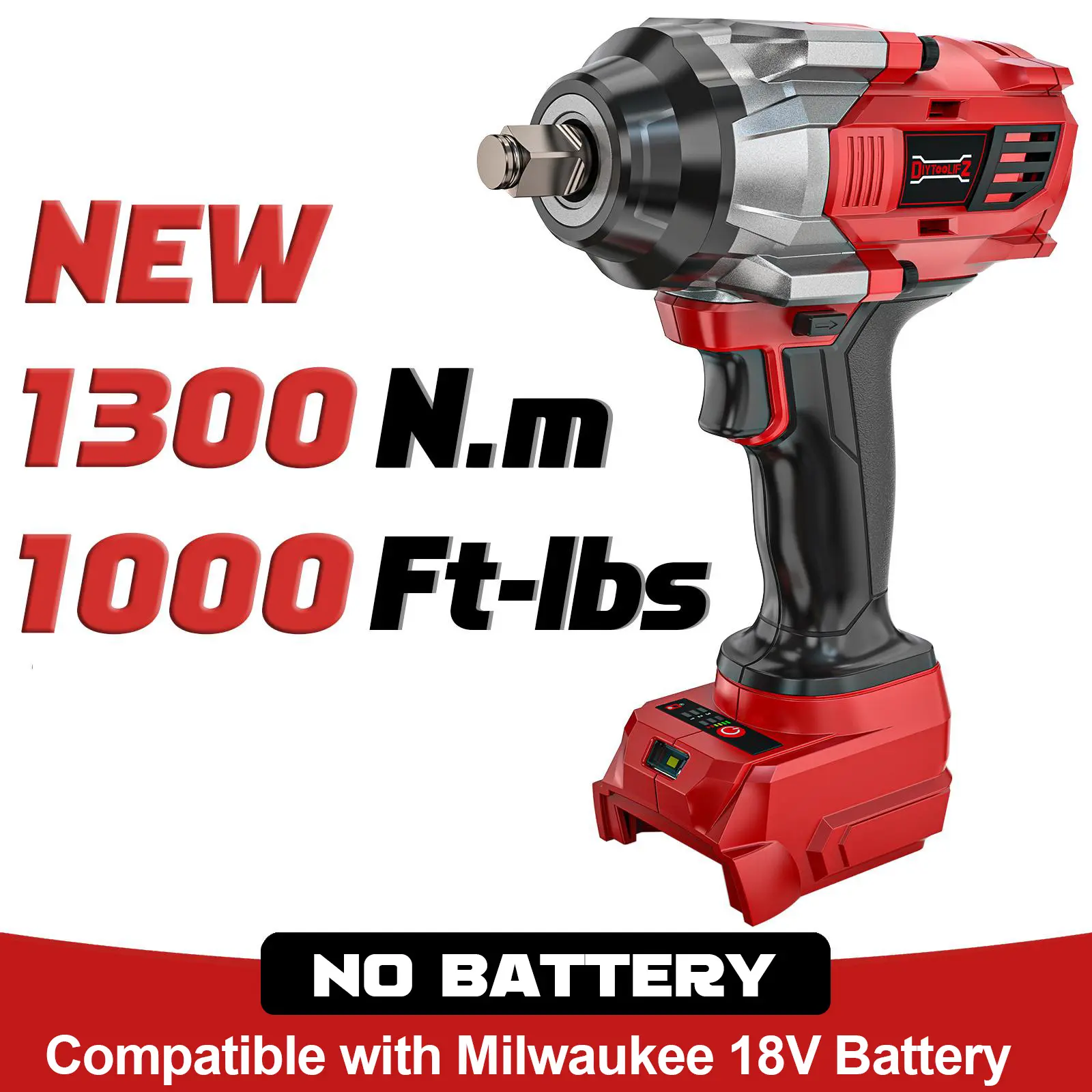 Brushless Impact Wrench 1/2 inch Compatible with Milwaukee 18V Battery (NO Battery!!), 1000Ft-lbs (1300N.m) High Torque Impact Gun, 4 Speed Modes Power Tools summervibes