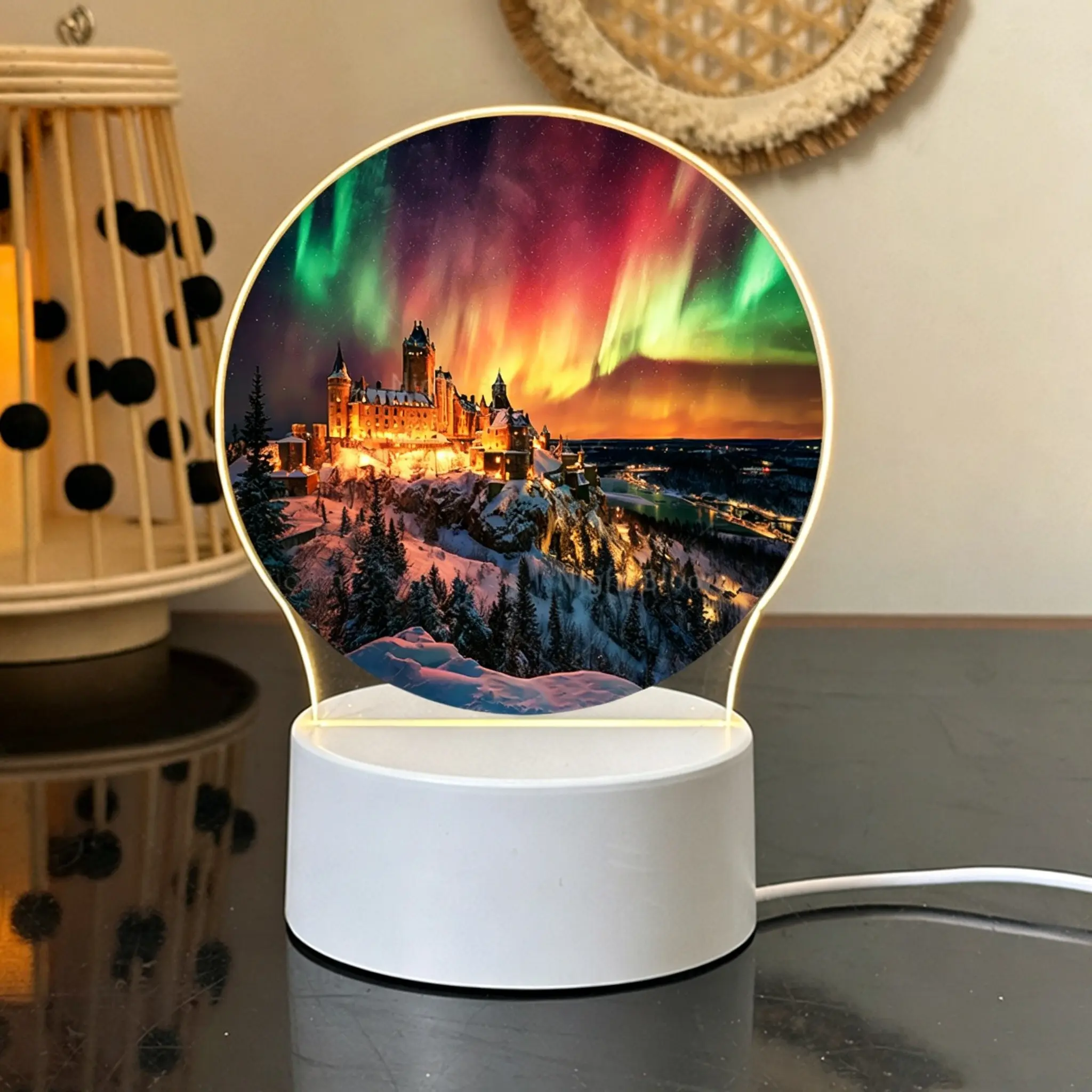 Medieval Castle Night Light, Glow Scene Bedside Table Lamp, Adjustable Atmosphere, Plastic Medieval Theme Decor, Room Dorm Gift