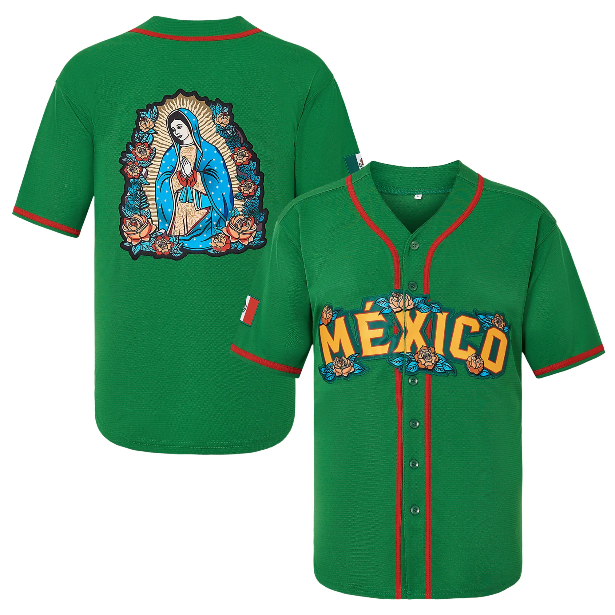 Athletic Jersey Baseball - Mexico-Inspired Classic Extended Size Sleeve Jersey Baseball with Our Lady of Guadalupe Design for Embracing Mexican Culture, Classic Baseball