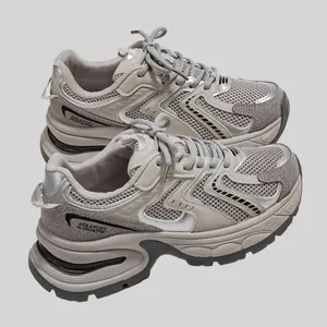 Platform Sneakers with Laces for Women Casual Comfortable Breathable Sports Training Versatile Round-Toe Chunky for Everyday Wear Trendy Runner Trainer Running Girl Shoes Closed Athletic