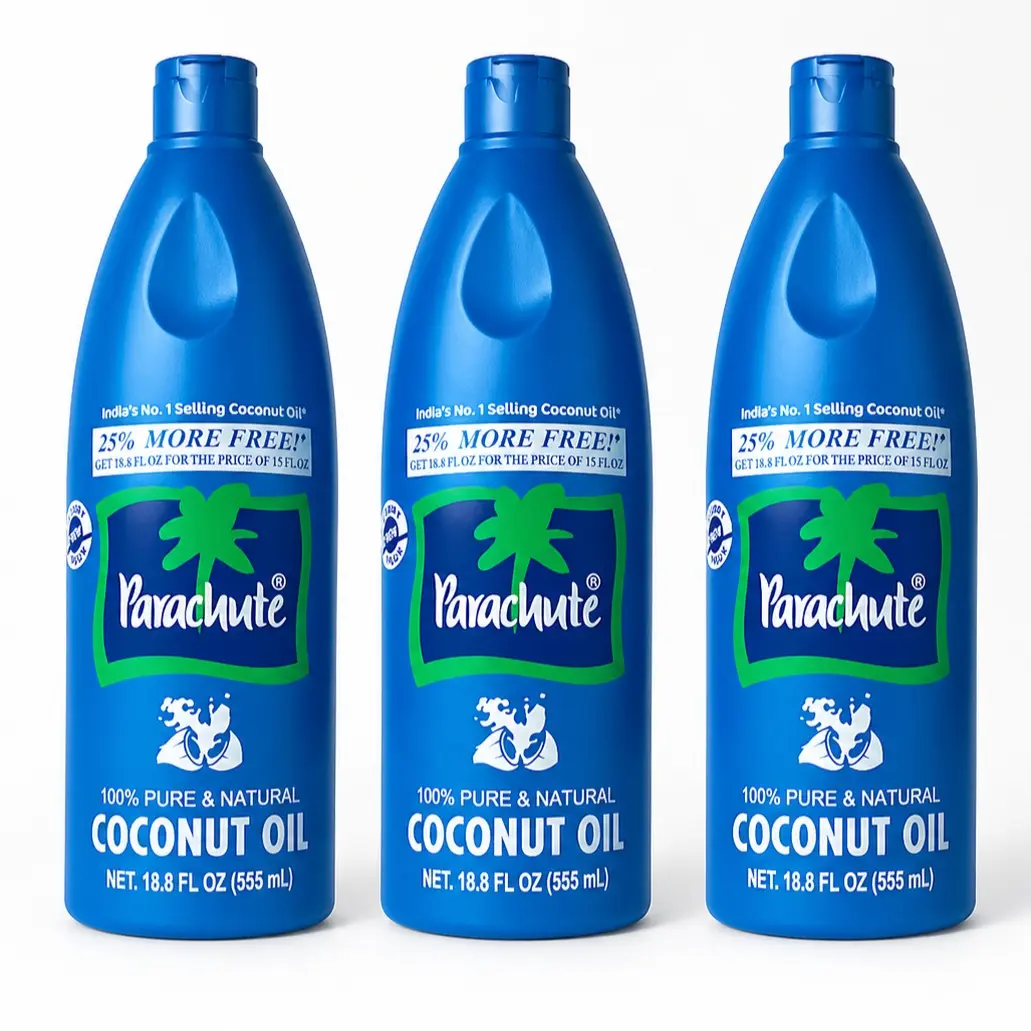 Parachute 100% Pure Coconut Oil – Chemical Free Pack of 3, 100% Pure & Natural