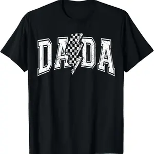 Lightning Checkered Dad T-Shirt - 180g Premium Cotton Father's Day Gift - Comfortable Loose Fit Round Neck for Men & Grandpa (S-XXXL)