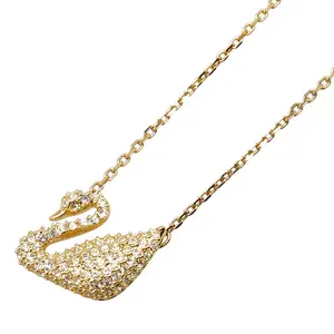 Pre-owned Swarovski Zinc Alloy Small Leather Goods Swan Necklace