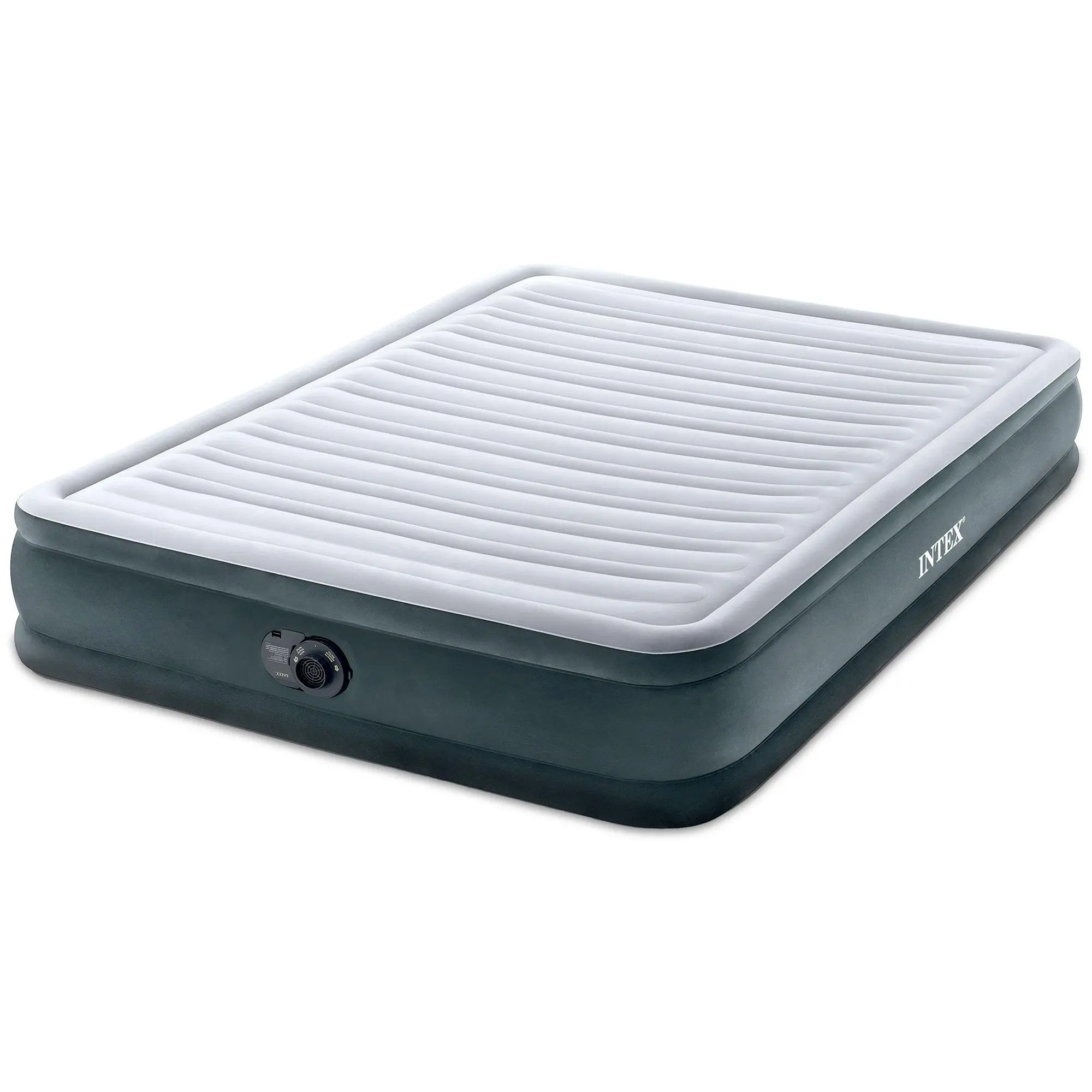 Intex Comfort Deluxe Dura-Beam Plush Air Mattress Bed with Built-In Pump, Queen Intex Comfort Deluxe Dura-Beam Plush Air Mattress Bed with Built-In Pump, Queen