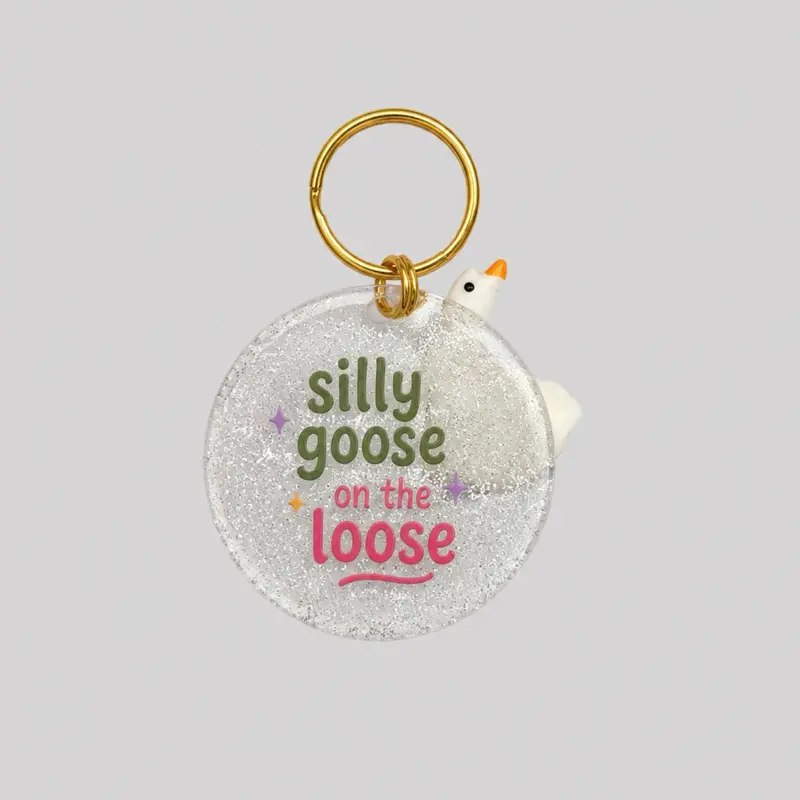 Glitter Goose Keychain