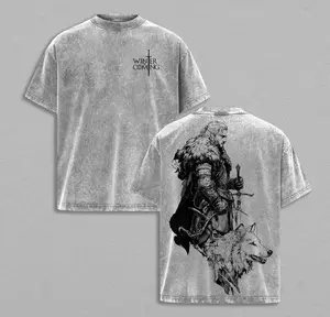 Winter is Coming Jon Snow T-Shirt, Game of Thrones Stark Direwolf Graphic Tee, Vintage Oversized Streetwear Gift for GoT Fans