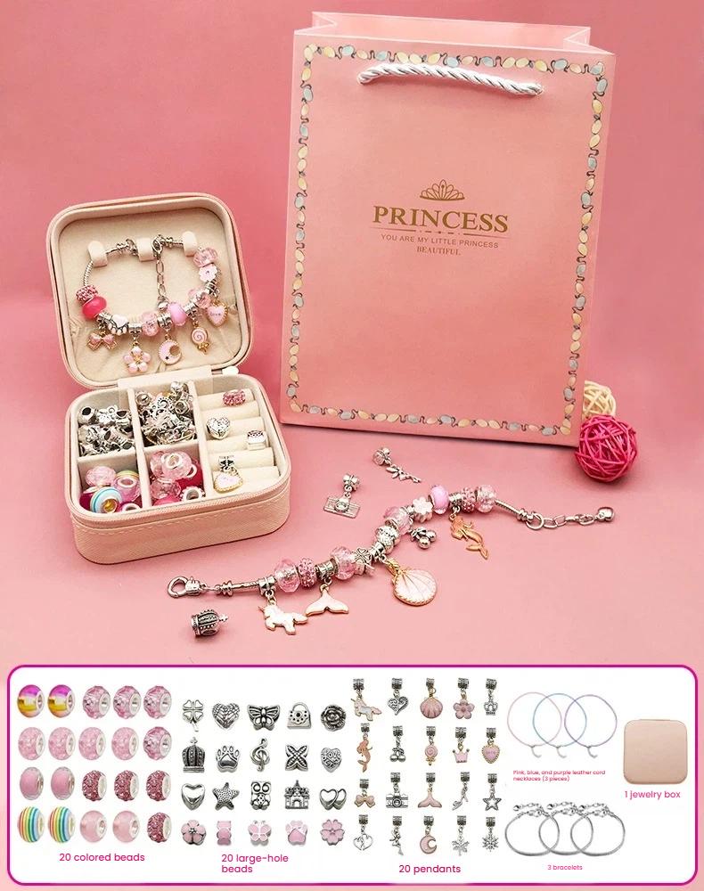 Beaded Jewelry Craft Kit with Soothing Color Scheme, Creative Bracelet & Necklace Making Set, Perfect Gift for Girls, Fun Handmade Activity