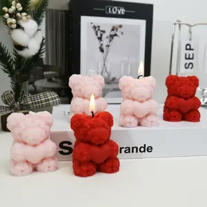 Rose Bear Scented Wax Candle, Indoor Decor, High-End Bedroom Aroma, Perfect for Girls' Birthdays & Holidays, Romantic Candle Gift, Long-Lasting Fragrance