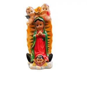 Virgen of Guadalupe Baby 8" Figurine with Adorable Angels and Vibrant Colors for Religious Decor