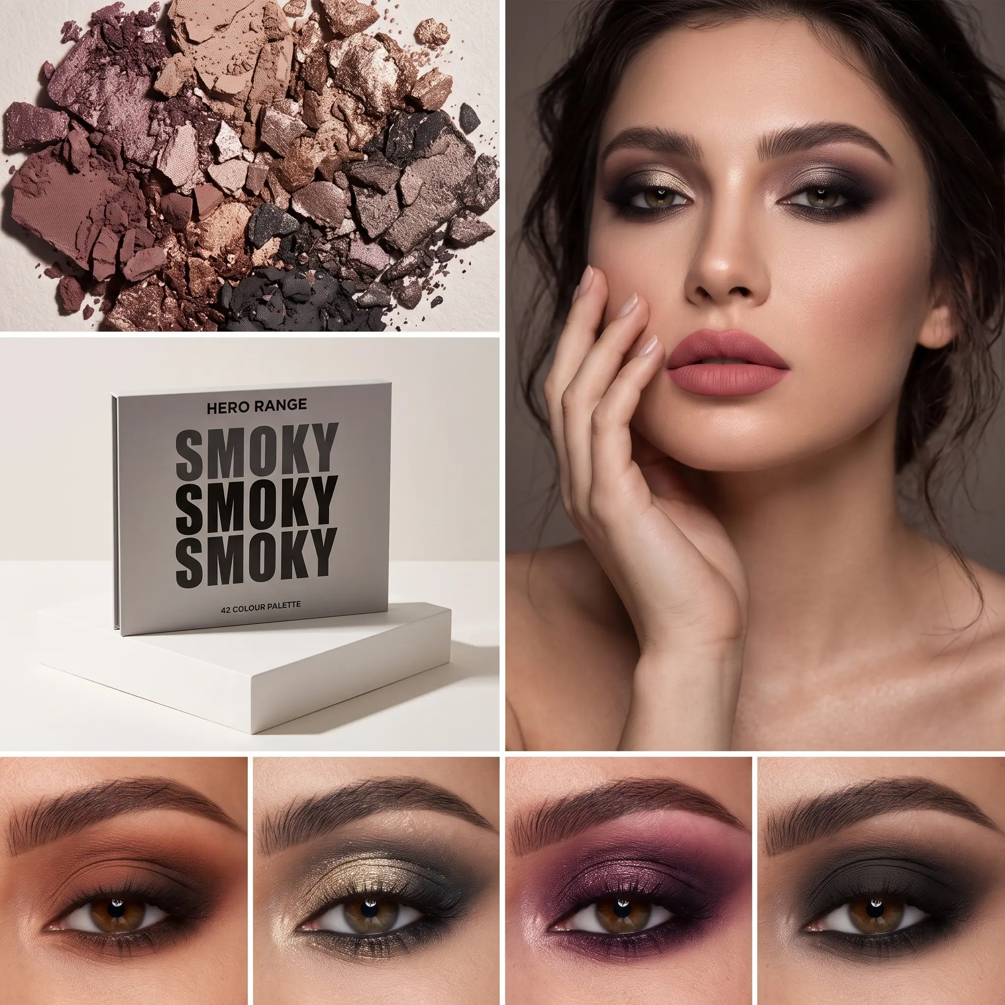 42 Shades Smokey Eyeshadow Palette, Matte Shimmer Metallic Cool Dark Tones, Highly Pigmented Blendable Eye Makeup for Smoky Eye Looks