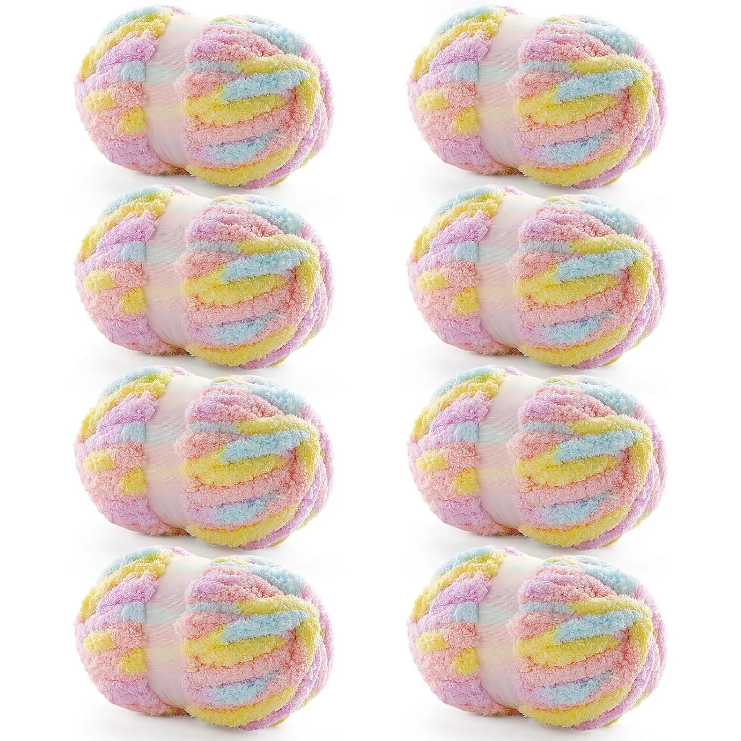 8 Pack Chunky Yarn for Hand Knitting - Chenille Blanket Yarn for Crocheting Blankets - 228 Yds/61.6 Oz Rainbow Ombre Yarns - Super Bulky Soft Thick Mixed Color  Yarns (8, Purple-Yellow--Blue)