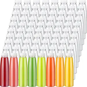 100 count Plastic Juice Bottles with Caps Refrigerator Drink Container with Lid Clear  Beverages Bottles for Juices, Milk, , Fridge Storage, Take out (White Cap,12 oz)