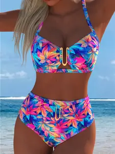 New Arrival Women's Swimwear, Floral Print Bikini, Floral Swimsuits, Beach Outfits Swim Dress Summer Beach Festival Vacation Travel Sexy Two Piece Bikinis Set Best Selling
