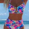 New Arrival Women's Swimwear, Leaf Print Swimsuits, Summer Beach Outfits, Sexy Two-Piece Bikinis Set for Festival, Vacation and Travel, Clothing
