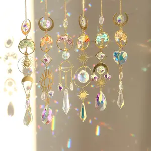 Sun Catcher Kit, 6 Counts Tree Of Life Design Crystal Sun Catcher Hanging Decor, Window Hanging Sun Catcher Outdoor Wind Chimes, Home Decor for Living Room Bedroom, Gift for Friend, Glow