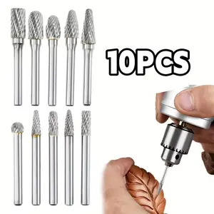  10Pcs Die Grinder Bits Rotary File Rasp with 1/8" Shank Tool Accessories for Attachments Cutting Burrs Metal Grinding Engraving Porting Double Cut,Grinding Deburring Trimming Polishing Cutting summerwins