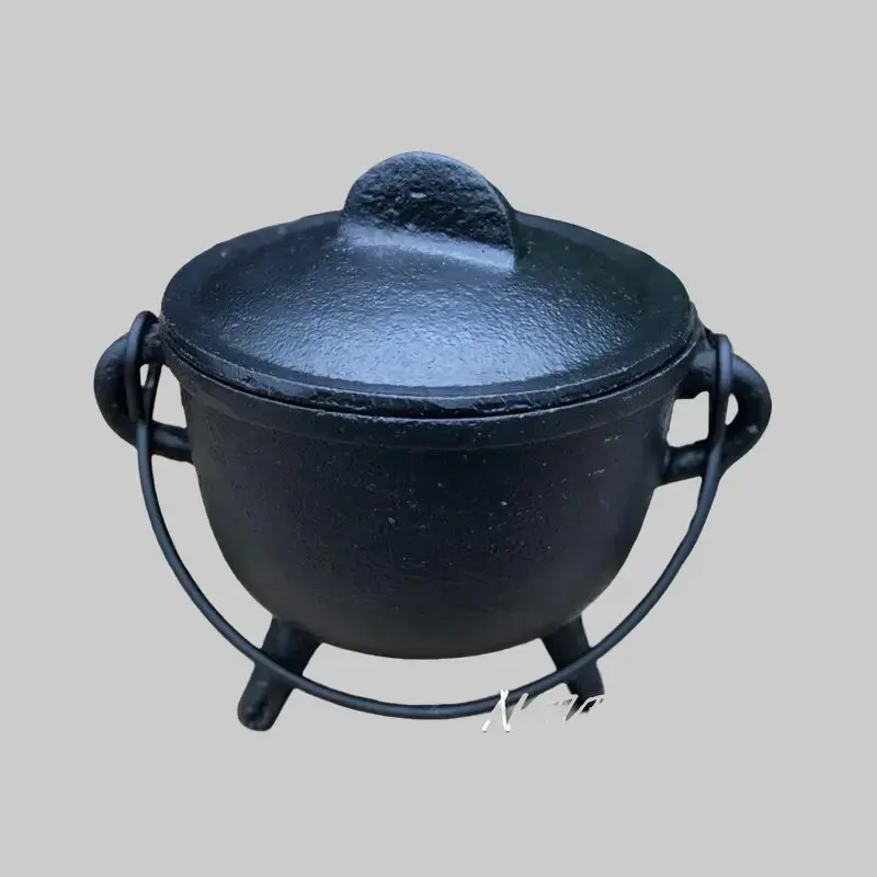 Naturally Eu Cast Iron Cauldron Incense Bowl with Lid and Handles for Aromatherapy and Rituals