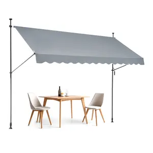 VEVOR 138 x 47" Patio Awning Retractable, Awning Sunshade Shelter with Manual Crank Handle, Outdoor Patio Canopy Sunsetter Deck, Adjustable Height from 86 to 122 in, for Patio/Balcony/Yard, Dark Gray