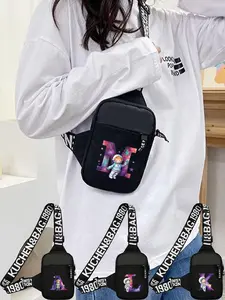 Women's Cartoon Astronaut Pattern Fanny Pack, 1 Count Casual Versatile Zipper Chest Bag for Daily Used, Trendy All-match Sling Bag for Women & Girls