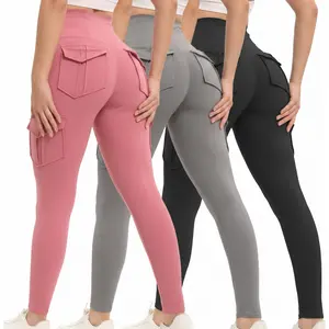 3PCS Women's Leggings with Flap Pockets High Waist Tummy Control Side Pocket. Sporty, Comfy and Breathablal for Yoga, Gym, Workoe and Running Ladies'   Activewear   for All Seasons