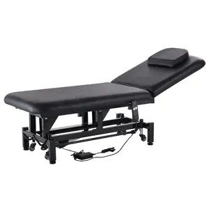 VEVOR Professional Electric Lift Massage Table, 0-45 °   Adjustable Backrest Medical Table Beauty Bed, Height Adjustable Tattoo Spa Table on Wheels, Electric Massage Table with Headrest, 550LBS