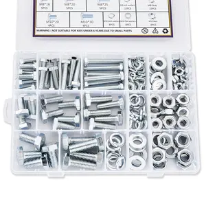 188PCS M6 M8 M10 Hardware Nuts and Bolts Assortment Kit, Heavy Duty Metric Machine Screws Nuts Washers, 9 Most Common Sizes Zinc Alloy Steel Grade 8.8 (M6 M8 M10 Kit)