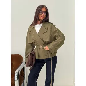 Eldora Cropped Trench Coat Green