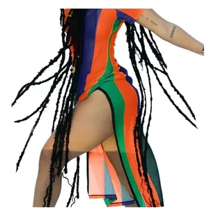 LROSEY Sexy Jamaican Outfits Mesh Beach Dress Jamaica Swimsuit Bikini Cover Ups Dresses for Women Juneteenth Rave Vacation Orange