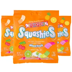 Smarties Squashies 3 pack Mixed Fruit Foam Marshmallows Gummies Candy Gluten Free Gummy Candy Bulk Peanut Free Perfect for Birthday & Holiday Party Favors - 5 oz Candy Bags