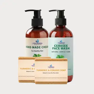 Pielarmina 2-Piece Herbal Skincare Multi-Pack: Cerasee Face Wash, Handmade Turmeric-Enriched Soap – Gentle Natural Cleansing for All Skin Types to Moisturize, Promote Healthy Radiant Skin