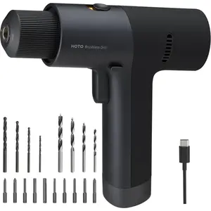 Cordless Brushless Drill 12V, LED Display Screen, 30 Precision Gears, 2 Working Modes, 2000mAh , 266 In-lbs (30N.m) Torque, 3/8 Inch Keyless Chuck, 1400RPM, 10 x Bits, 8 x Drill Bits, Usb-C