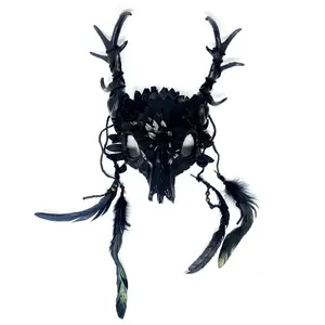 Krampus Ram Goat Demon with Horns Devil Halloween Masquerade Mask, Demonic Metallic Finish Party Masks